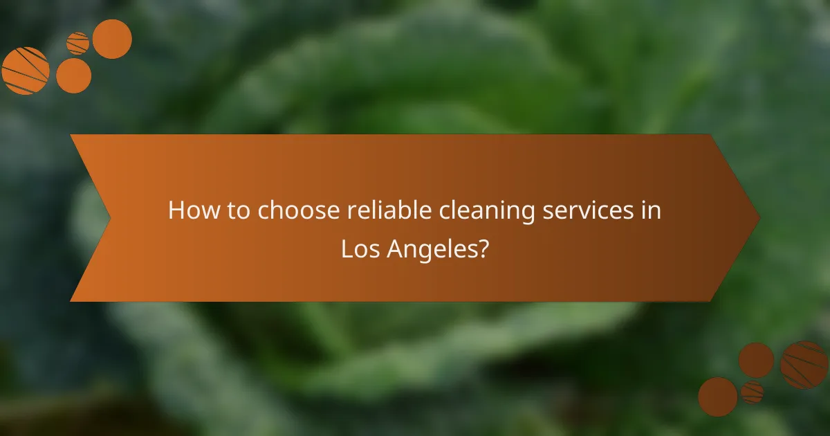 How to choose reliable cleaning services in Los Angeles?