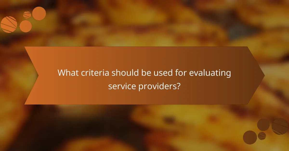 What criteria should be used for evaluating service providers?