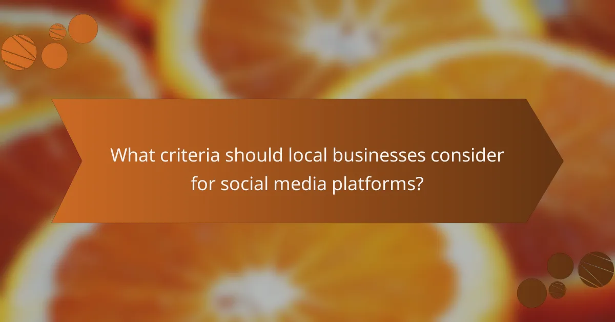 What criteria should local businesses consider for social media platforms?